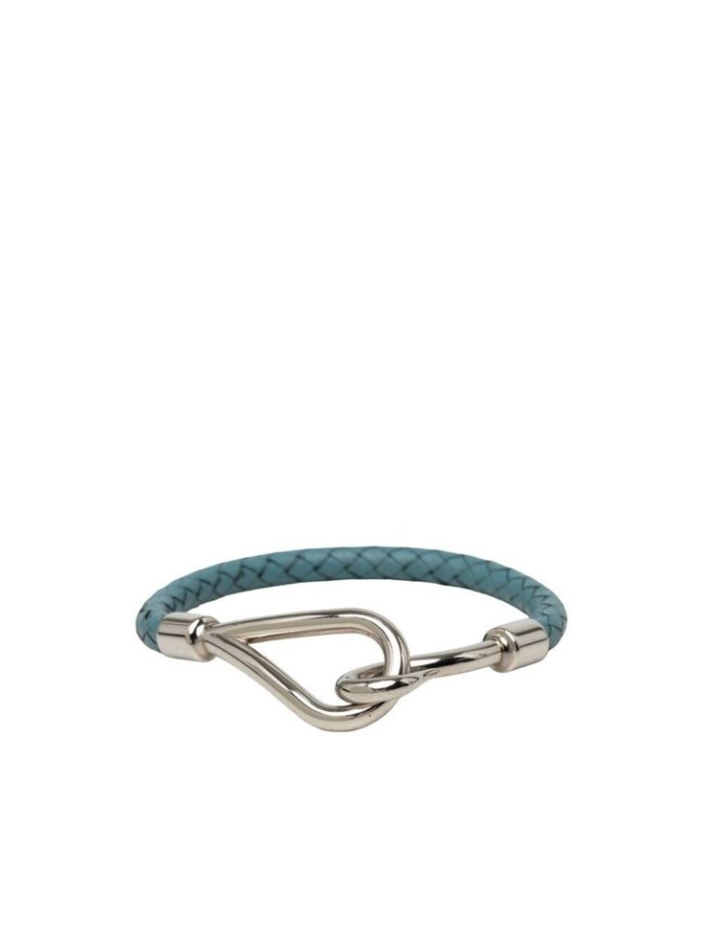 Hermes Jumbo Bracelet Silver Blue Metal Leather